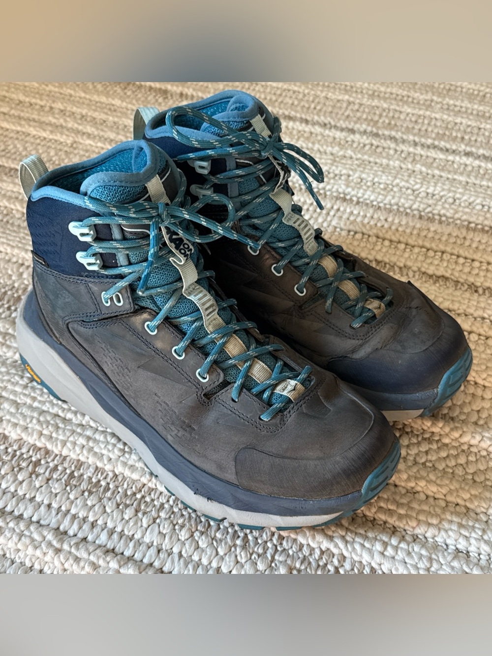 Women’s HOKA Kaha GTX Blue Hiking Boots Size 7.5 Used Gore-Tex Hiking Shoe